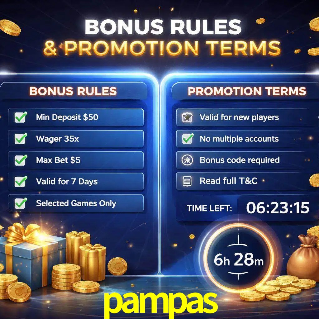 Reglas de promoción pampas y condiciones de bonos explicadas visualmente