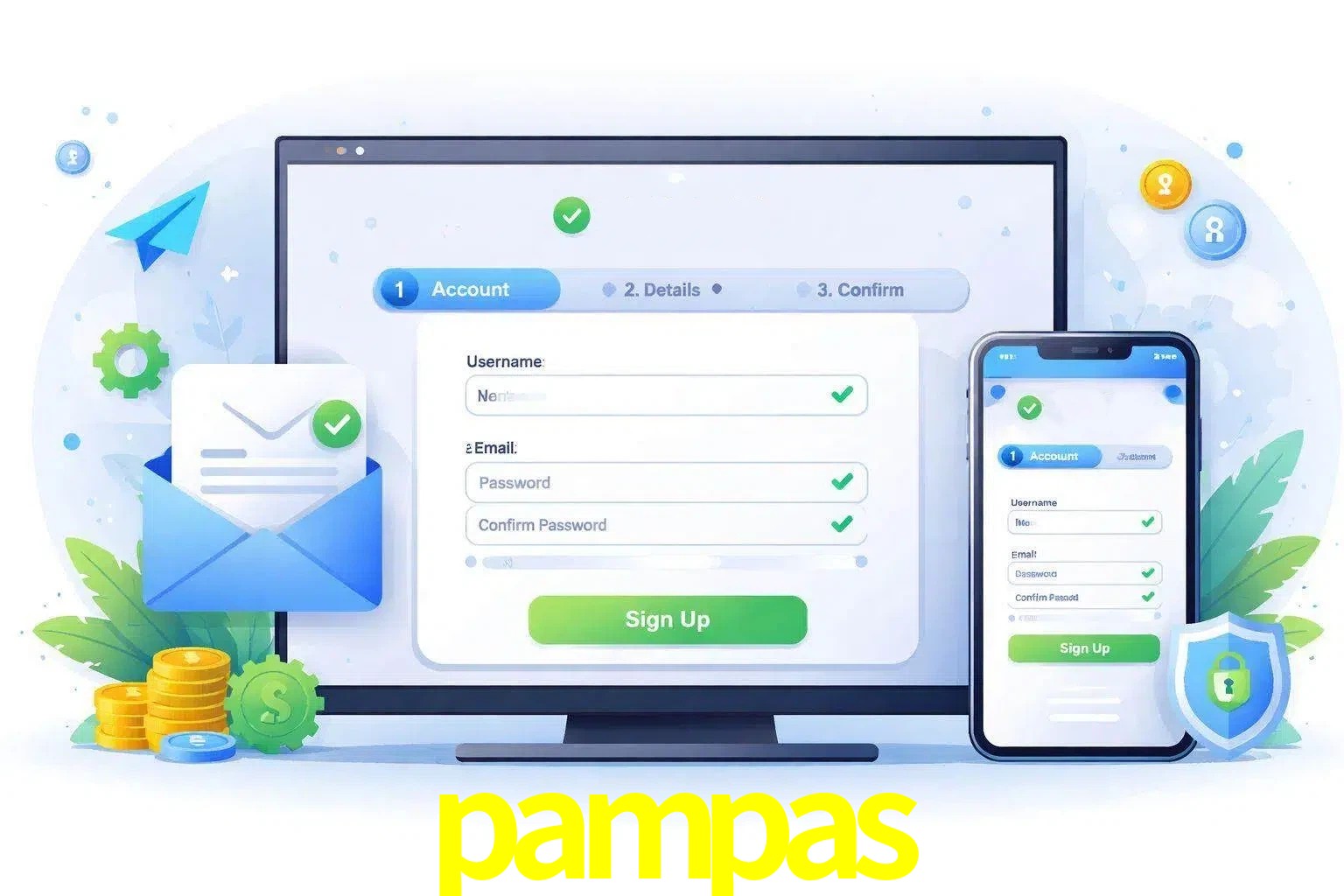 Registro de nuevo usuario y configuración de cuenta pampas
